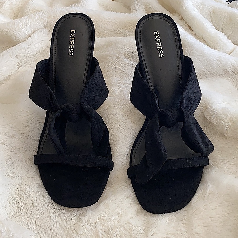 EXPRESS NWOT - Suede Bow Strap Black Heels